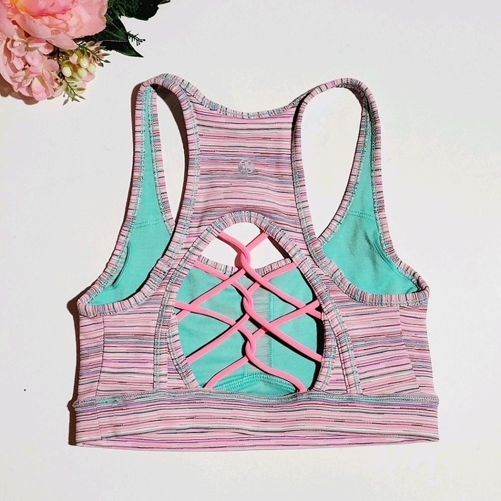 LULULEMON Sweaty Or Not Bra II Cyber Stripe 2